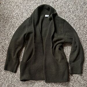 Women's Olive Green Open Front Sweater